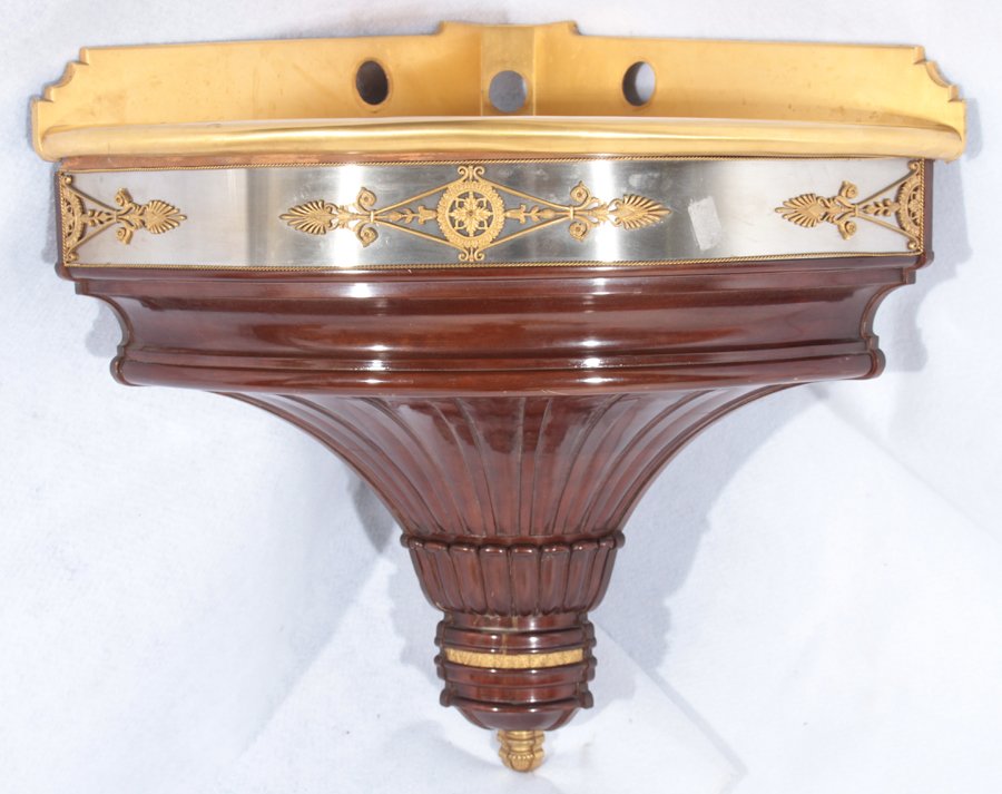 CARVED MAHOGANY BRONZE STEEL CORNER SINK WAGNER (1 of 7)