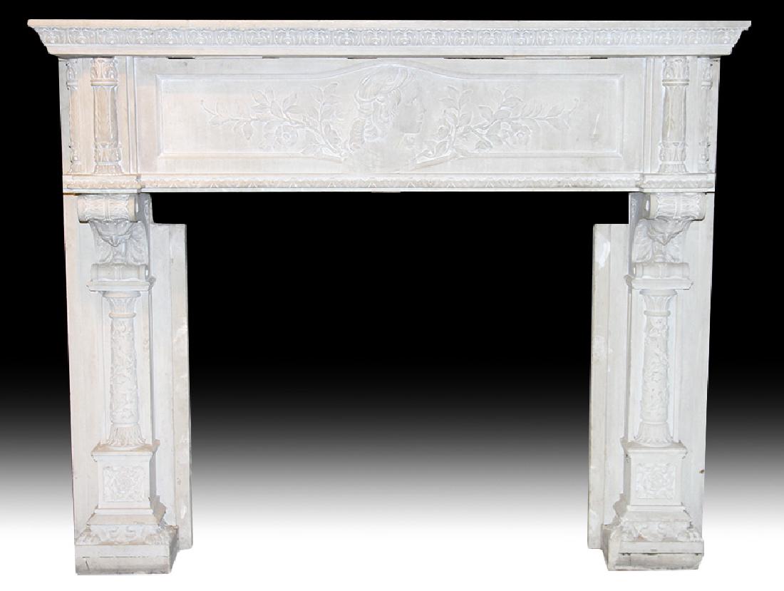 4 PIECE CAST STONE FIREPLACE MANTLE 1910 (1 of 6)