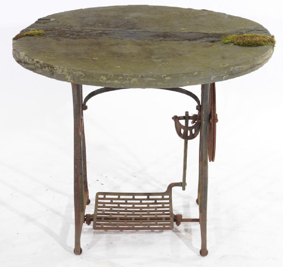 ANTIQUE CAST IRON SEWING MACHINE BASE SLATE TOP (1 of 4)