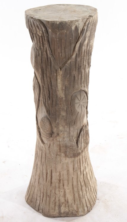 A FAUX BOIS CAST STONE PEDESTAL (1 of 5)