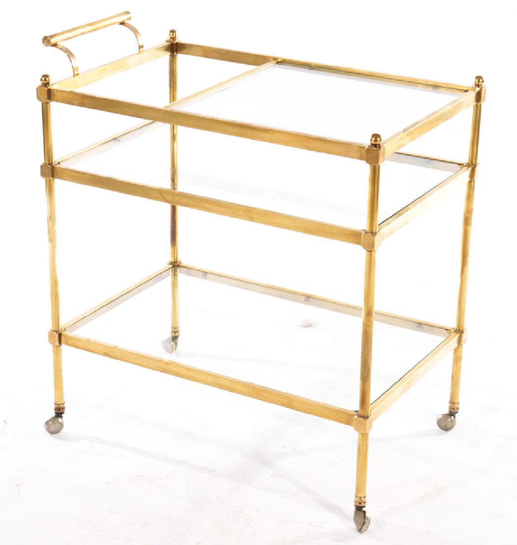 BRONZE & GLASS 3 TIER BAR CART 1960 (1 of 5)