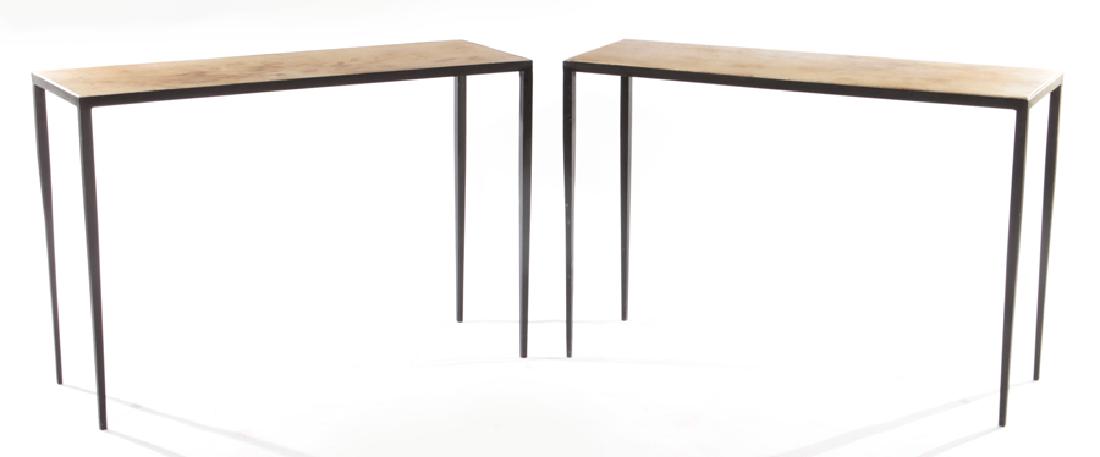PAIR JEAN-MICHEL FRANK STYLE IRON CONSOLE TABLES (1 of 5)
