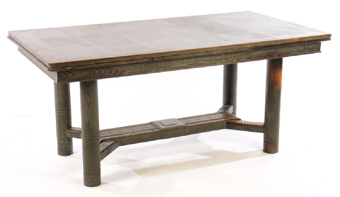 CERUSED OAK FRENCH DINING TABLE 2 LEAVES 1940 (1 of 6)