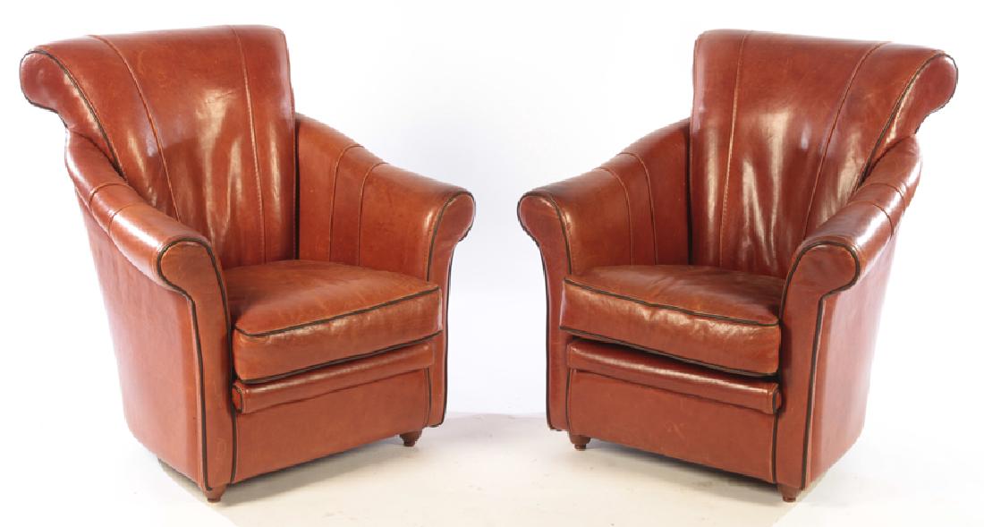 PAIR OF ART DECO FRENCH LEATHER CLUB CHAIRS C.1930 (1 of 6)