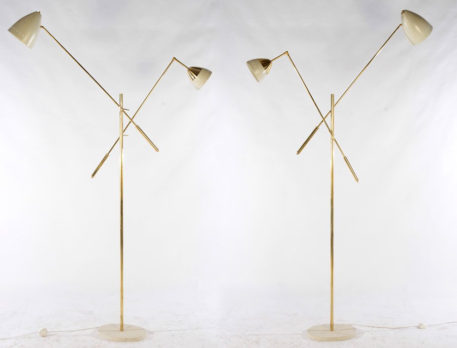 PAIR ITALIAN BRASS ADJUSTABLE FLOOR LAMPS (1 of 7)