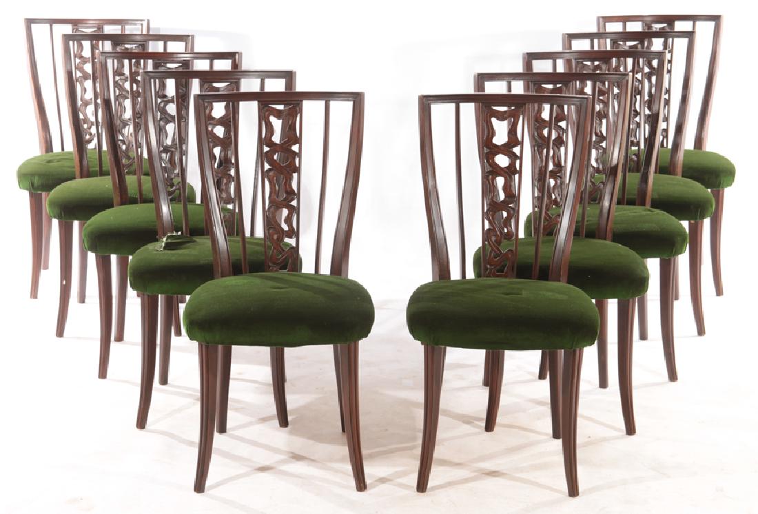 SET 10 ITALIAN MAHOGANY DINING CHAIRS 1950 (1 of 5)