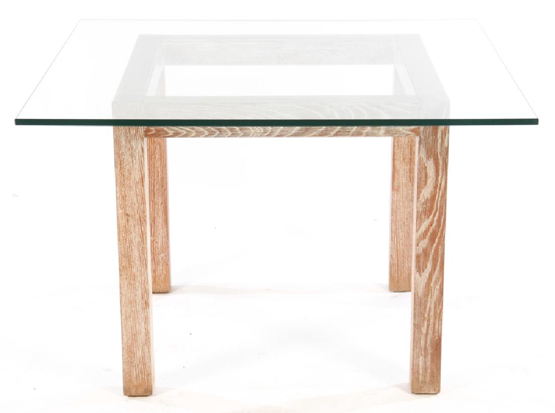 MID CENTURY MODERN CERUSED OAK TABLE GLASS TOP (1 of 3)