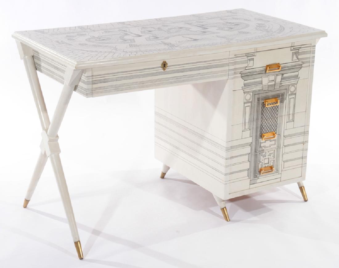 PAINTED FORNASETTI STYLE 5 DRAWER DESK 1960 (1 of 6)