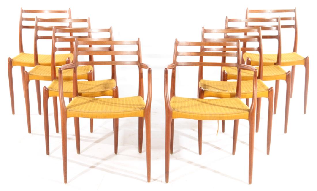 SET 8 LABELED L.MOLLER DINING WALNUT CHAIRS 1960 (1 of 5)