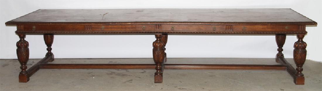 LARGE CARVED WALNUT JACOBEAN 4 DRAWER TABLE 1920 (1 of 5)