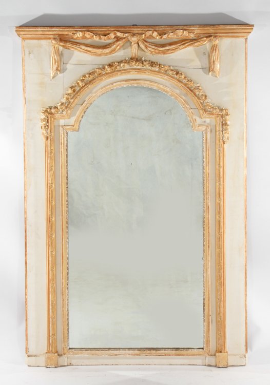 PAINTED AND GILT HIGHLIGHTED FRENCH MIRROR C.1910 (1 of 5)