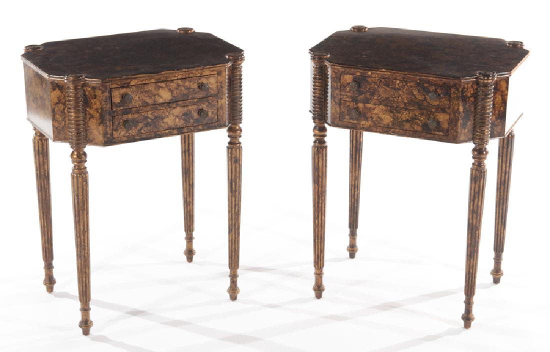 PAIR OF SHERATON STYLE 2 DRAWER STANDS C.1930 (1 of 6)
