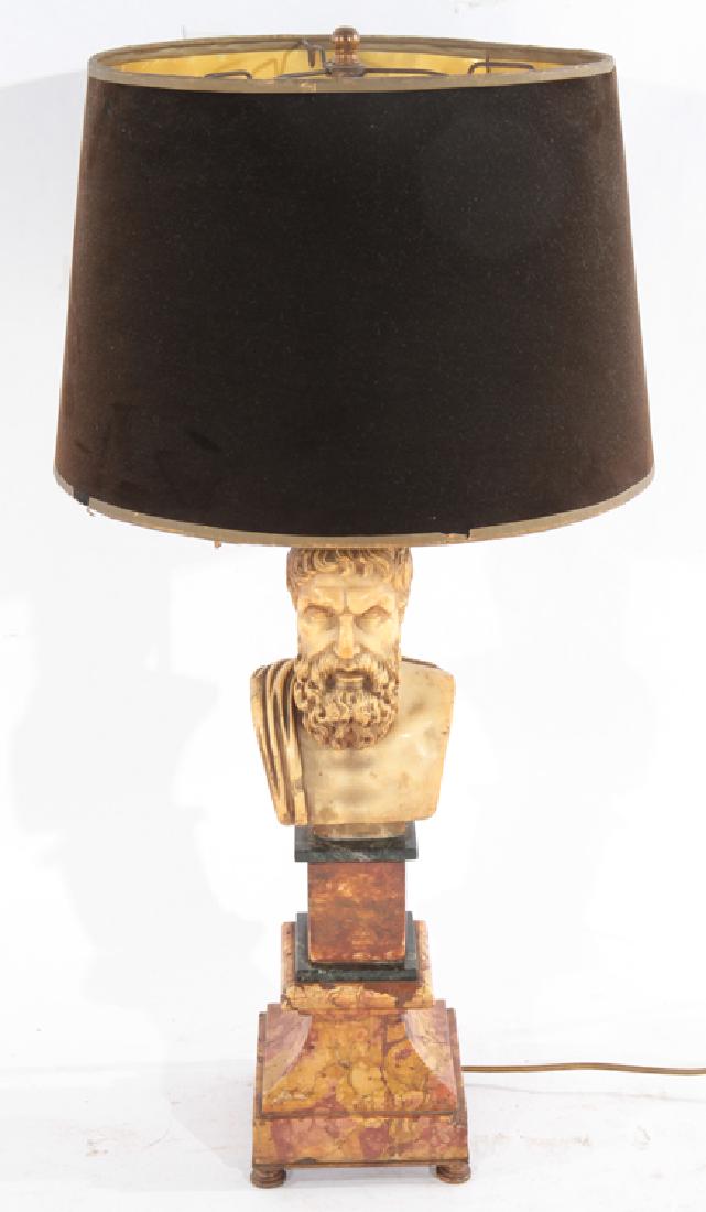 THREE COLOR MARBLE BUST TABLE LAMP CIRCA 1940 (1 of 4)