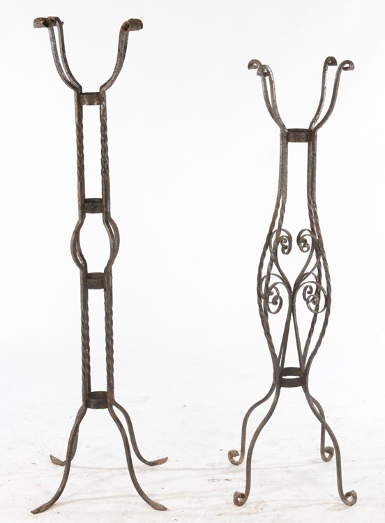 2 LARGE WROUGHT IRON PLANT STANDS CIRCA 1940 (1 of 7)