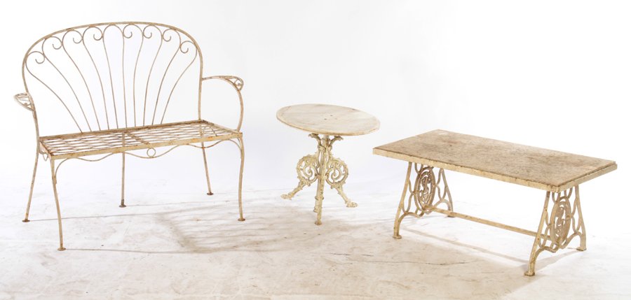 3 WROUGHT IRON AND CAST IRON GARDEN ITEMS 1910-40 (1 of 7)