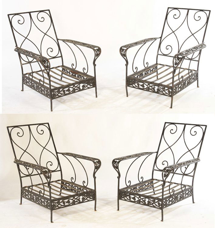 4 WROUGHT IRON GARDEN ARM CHAIRS CIRCA 1930 (1 of 7)