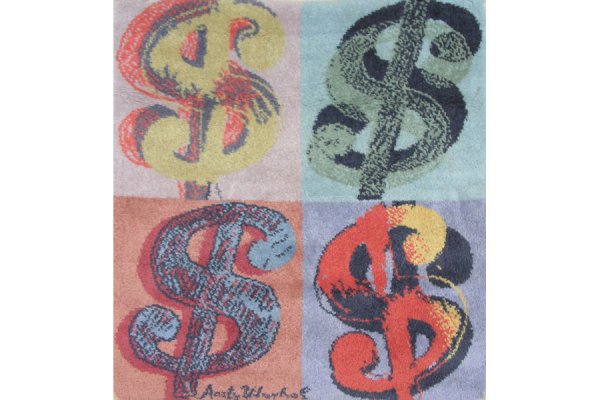 ANDY WARHOL DOLLAR SIGN WOOL MAT CIRCA 1970.