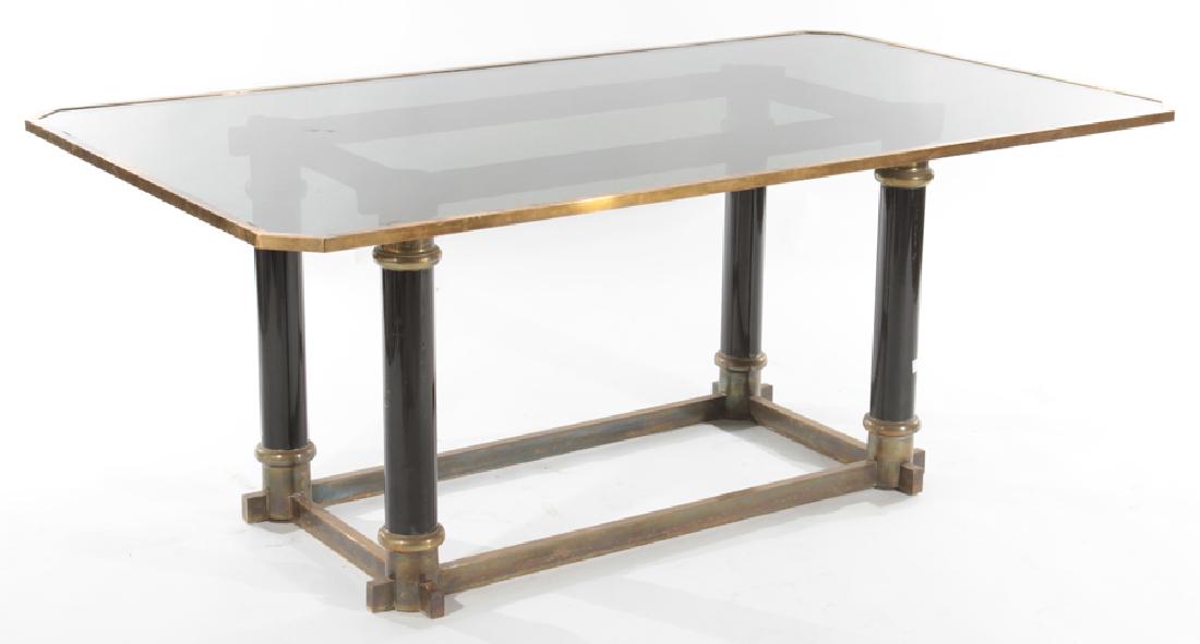 UNUSUAL BRASS AND GLASS DINING ROOM TABLE C.1970 (1 of 5)