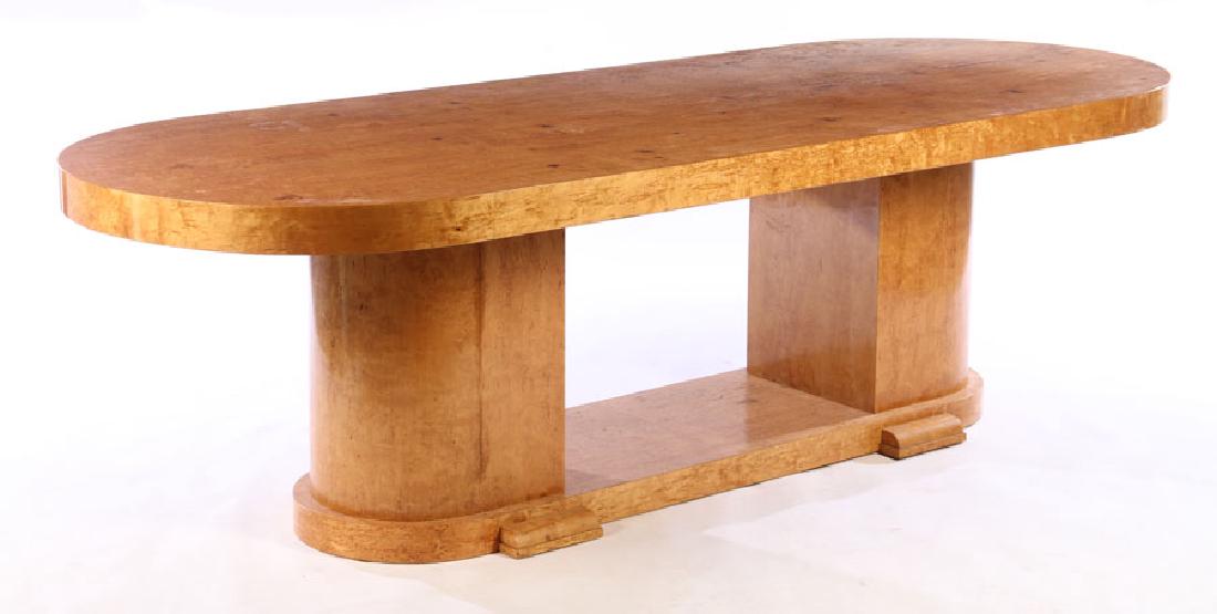 LARGE FRENCH ART DECO MAPLE WRITING DESK C. 1930 (1 of 4)