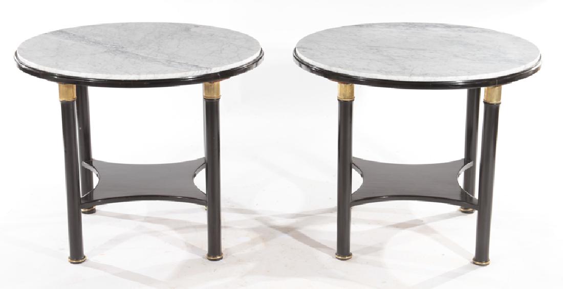 PAIR MARBLE TOP JANSEN SIDE TABLES CIRCA 1940 (1 of 5)