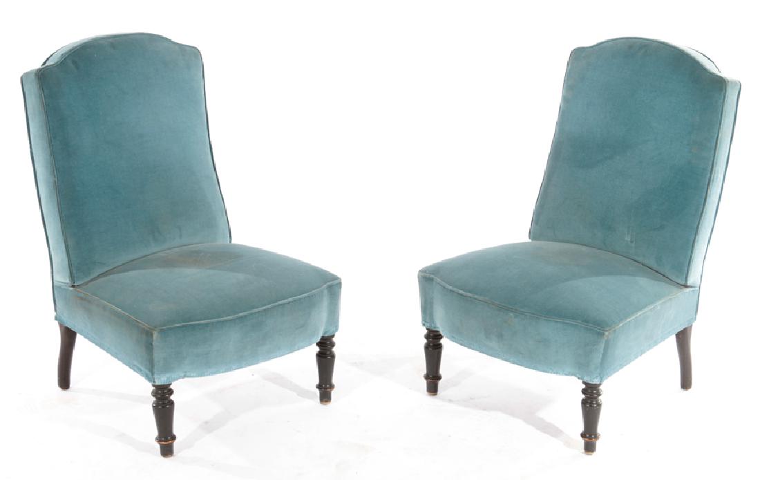 PAIR FRENCH UPHOLSTERED SLIPPER CHAIRS TAILORED (1 of 5)