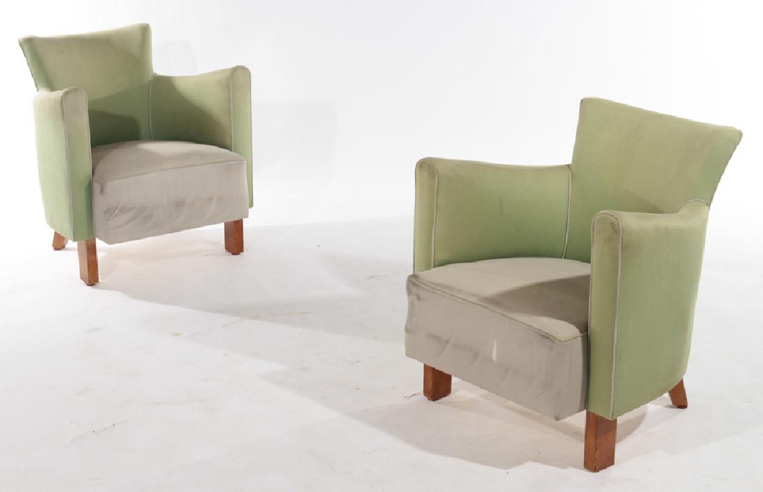 PAIR FRENCH MID CENTURY MODERN ARM CHAIRS C1960 (1 of 5)