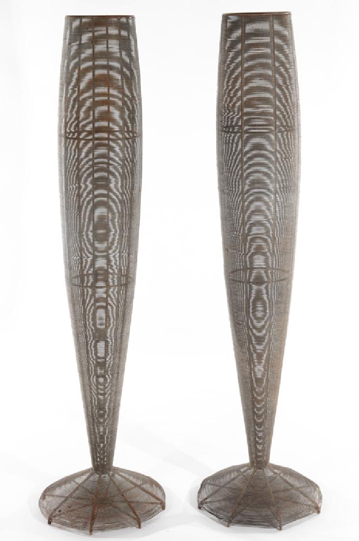 PAIR OF WIREWORK FLOOR VASES (1 of 4)