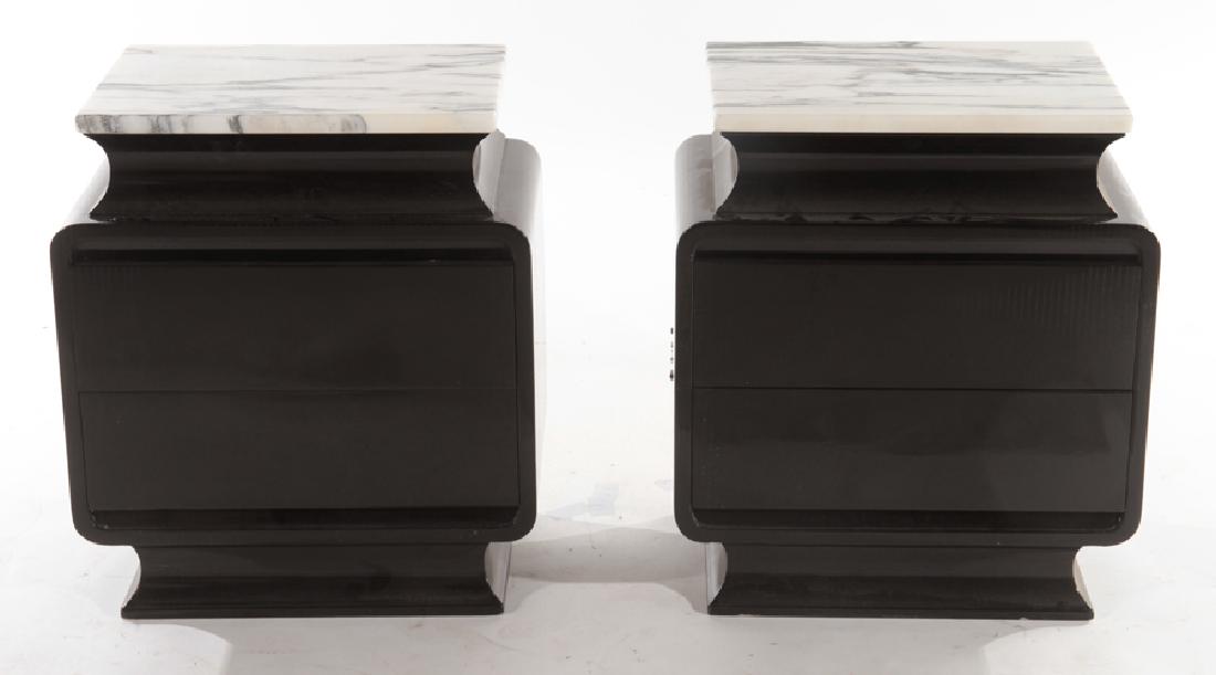 PAIR MID CENTURY MODERN EBONIZED SIDE TABLES 1960 (1 of 5)