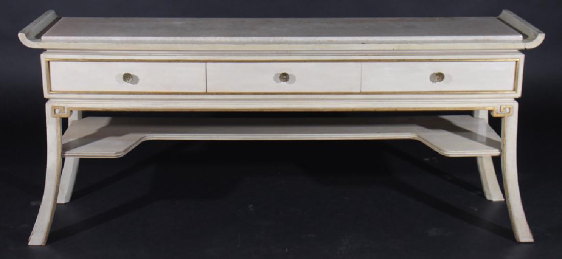PAINTED GILT WOOD CONSOLE MARBLE TOP JAMES MONT (1 of 5)