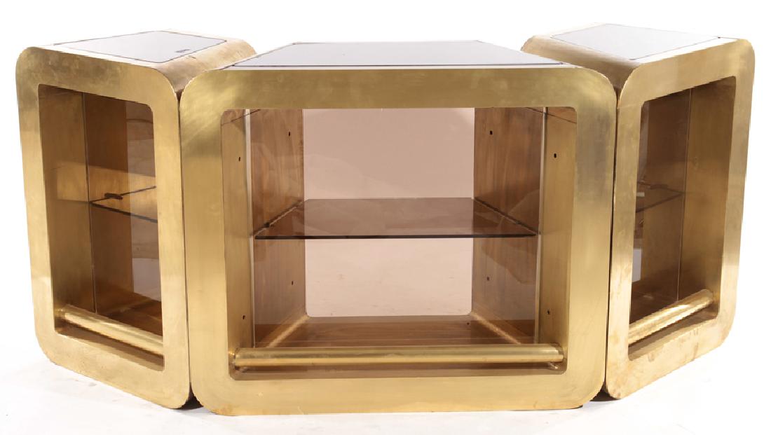 ITALIAN MID CENTURY BRASS CLAD 3 PC BAR 1970 (1 of 5)