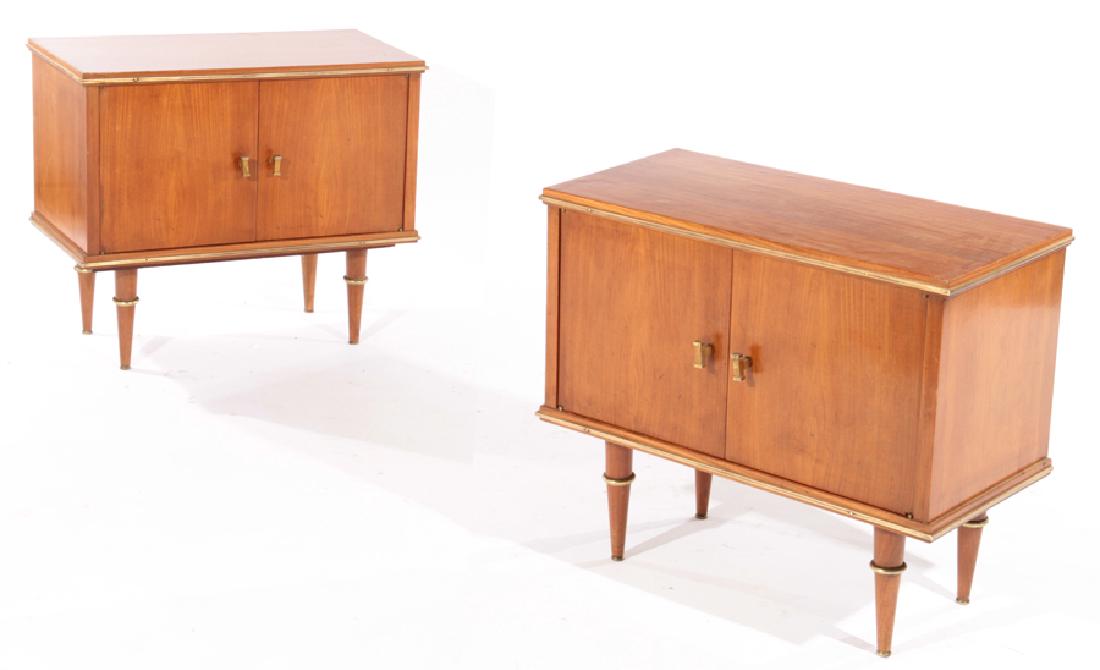 PAIR MODERN SIDE CABINETS BRONZE TRIM 1960 (1 of 6)