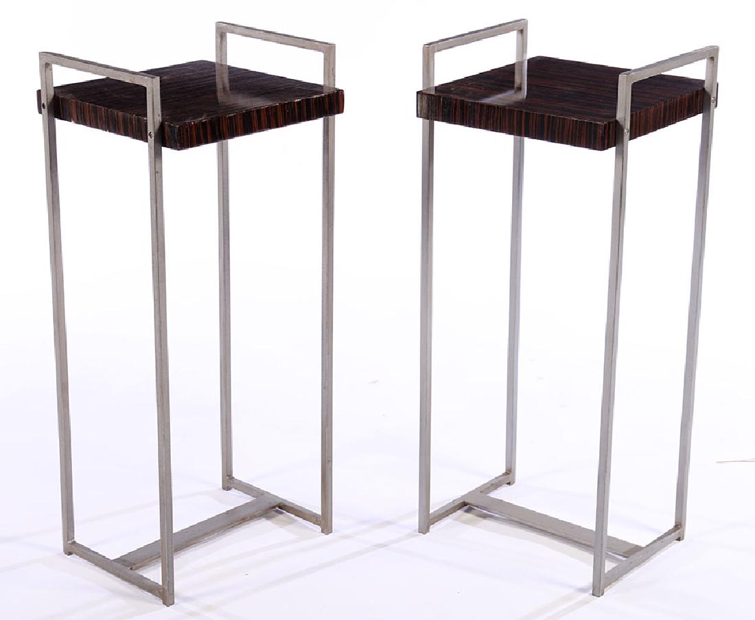PAIR ART DECO MACASSAR DRINKS TABLES IRON SUPPORT (1 of 4)