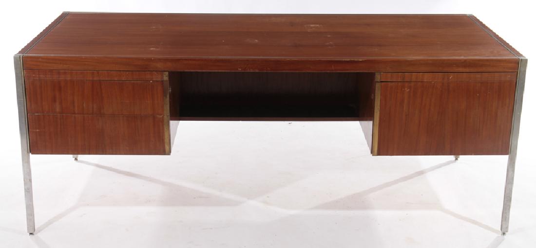 MAHOGANY CHROME MID CENTURY MODERN EXECUTIVE DESK (1 of 5)