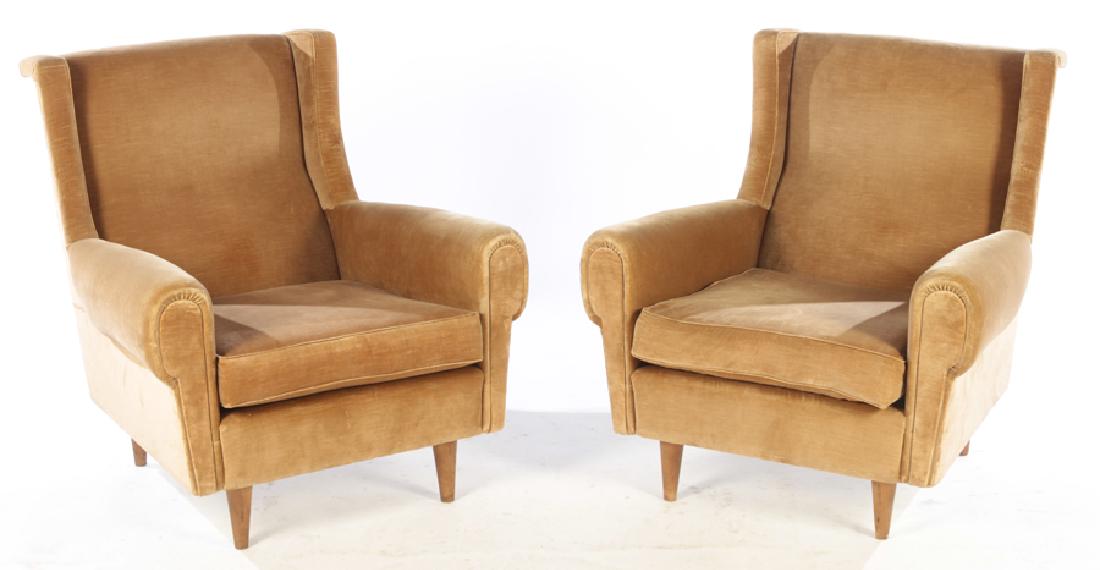 PAIR UPHOLSTERED ITALIAN CLUB CHAIR CIRCA 1960 (1 of 5)