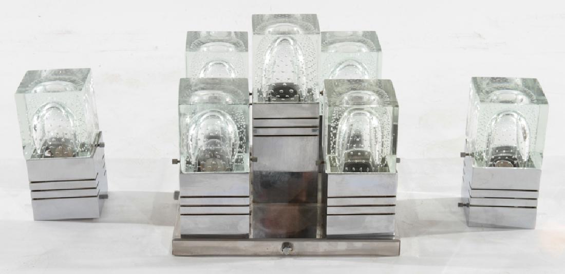 ITALIAN CHROME GLASS CEILING FIXTURE & SCONCES (1 of 5)
