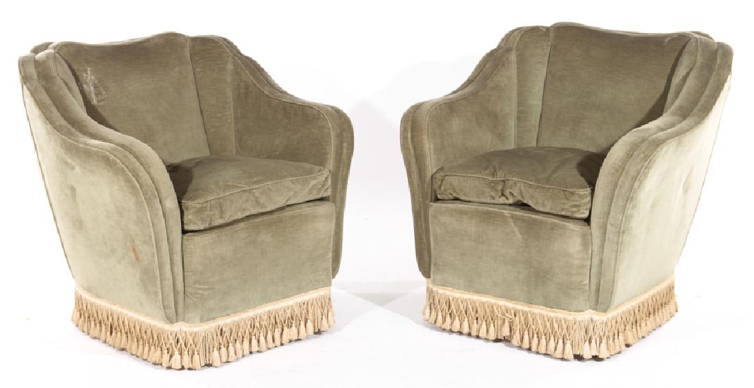 PAIR ITALIAN UPHOLSTERED CLUB CHAIRS 1940 (1 of 5)