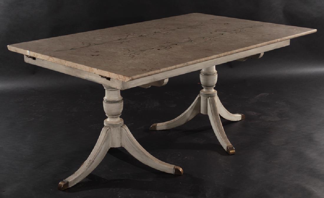 ITALIAN DOUBLE PEDESTAL MOSAIC TOP TABLE C.1930 (1 of 5)