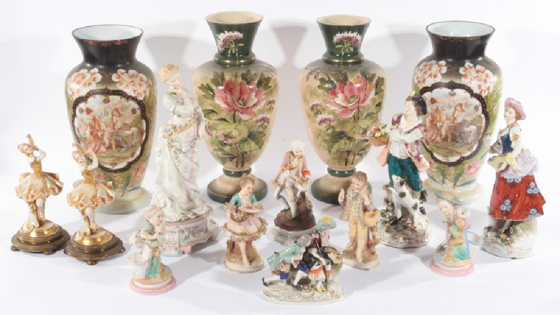 15 PC. PORCELAIN LOT OF VASES AND STATUARY C.1940 (1 of 7)