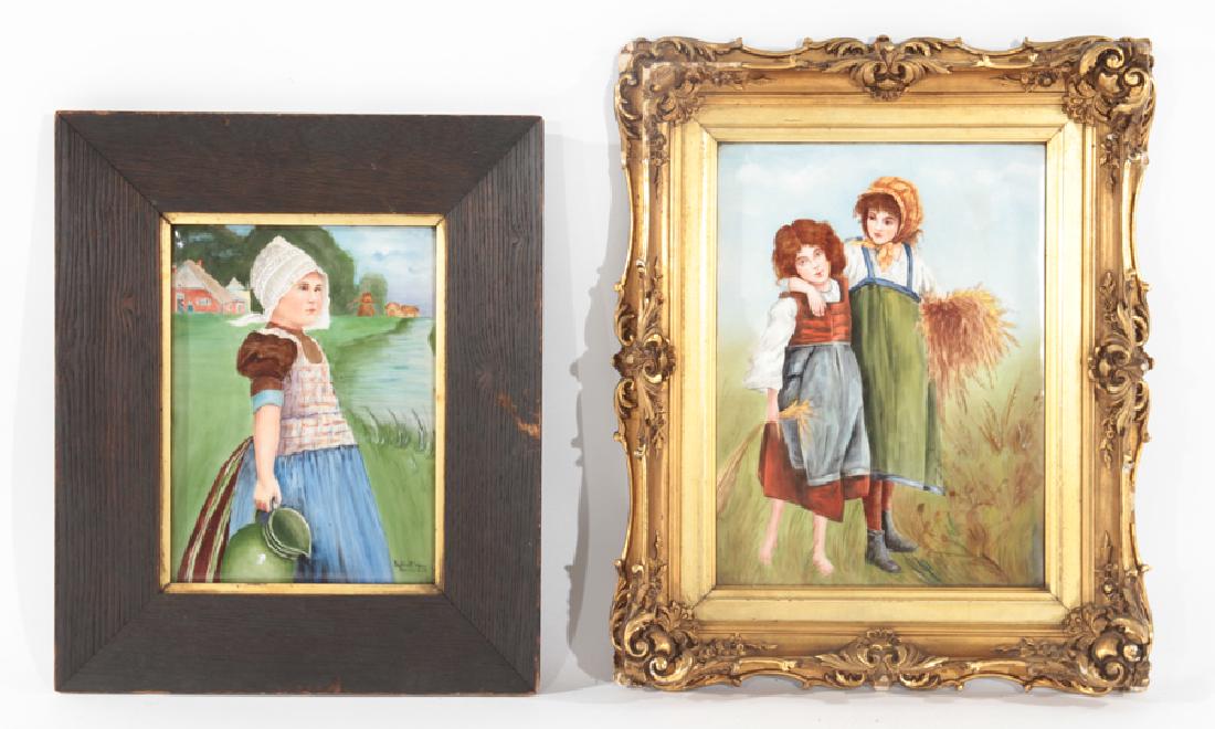 TWO FRAMED PORCELAIN PLAQUES CIRCA 1900 (1 of 7)
