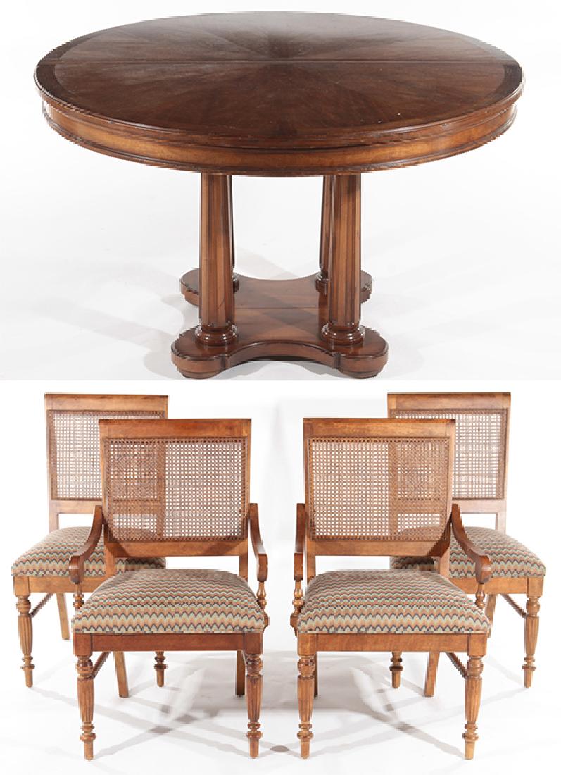 SPLIT PEDESTAL DINING TABLE AND 4 MATCHING CHAIRS (1 of 8)