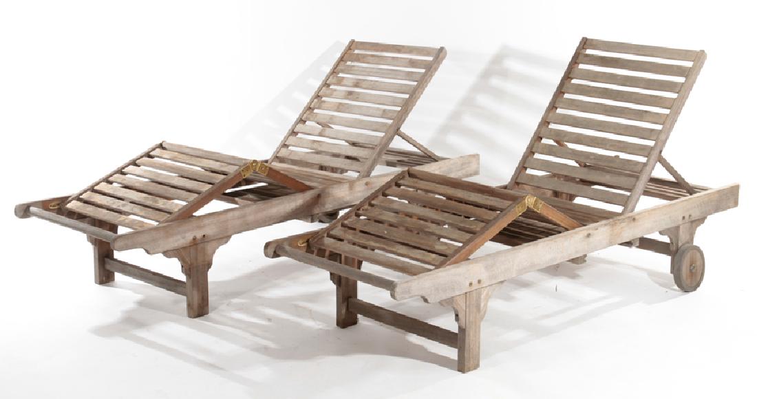 PAIR OF TEAK CHAISE LOUNGE CHAIRS C.1970 (1 of 7)