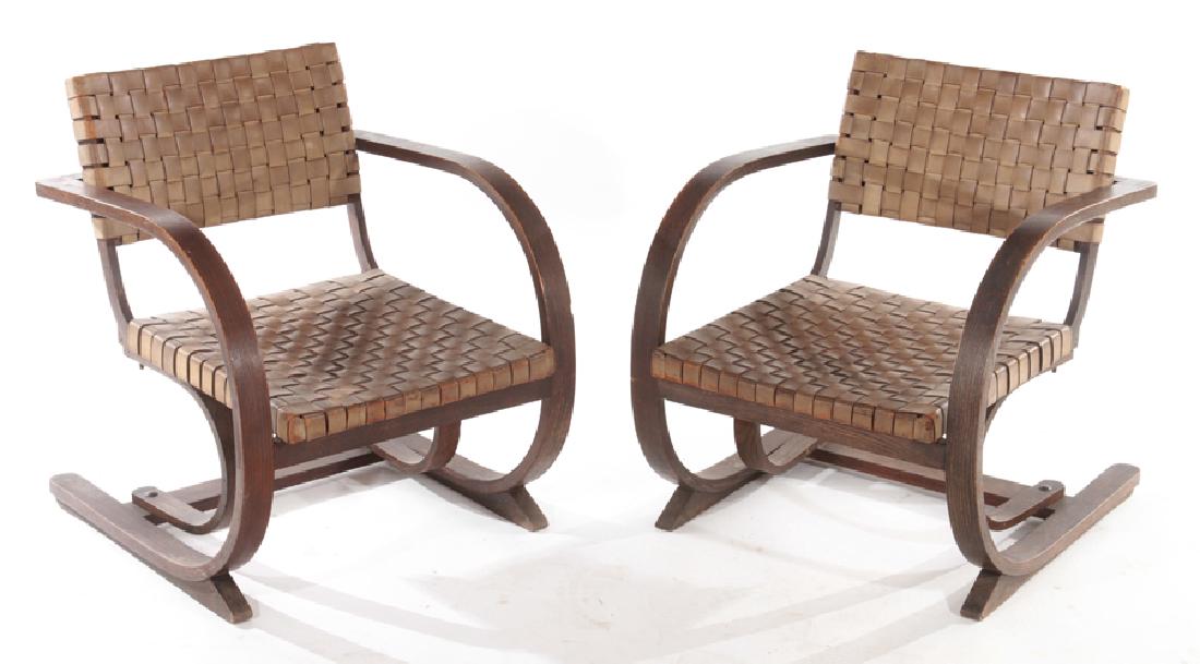 PAIR FRENCH OPEN ARM "ROCKING CHAIRS" C.1940 (1 of 5)