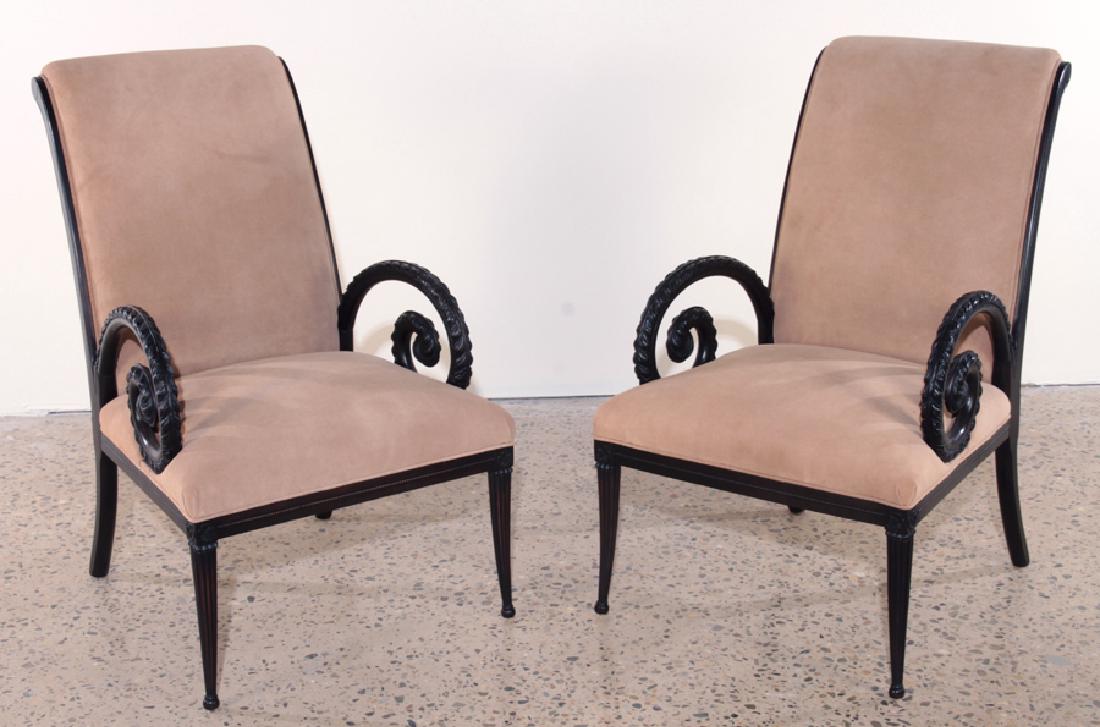GROSFELD HOUSE CARVED EBONIZED CHAIRS C. 1960 (1 of 5)