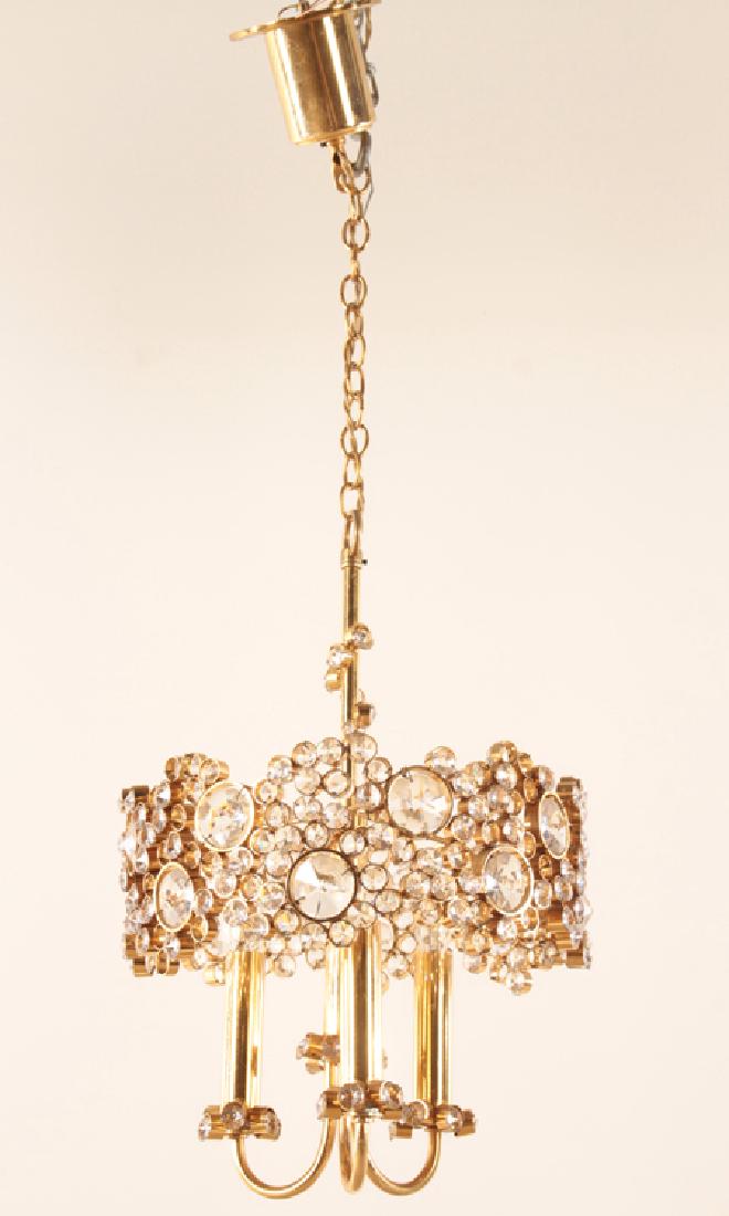 PALWA GERMAN CHANDELIER BRASS AND CRYSTAL C. 1960 (1 of 4)
