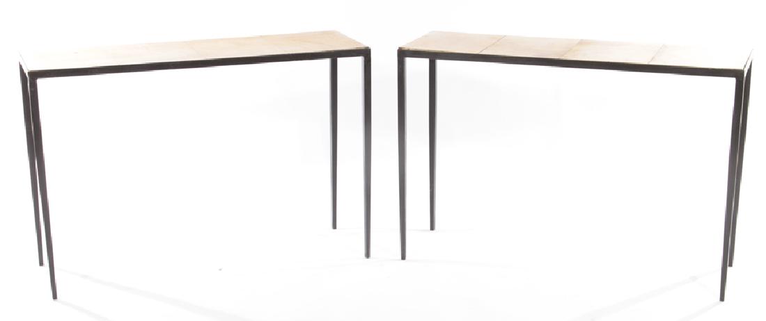PAIR JEAN-MICHEL FRANK STYLE IRON CONSOLE TABLES (1 of 6)