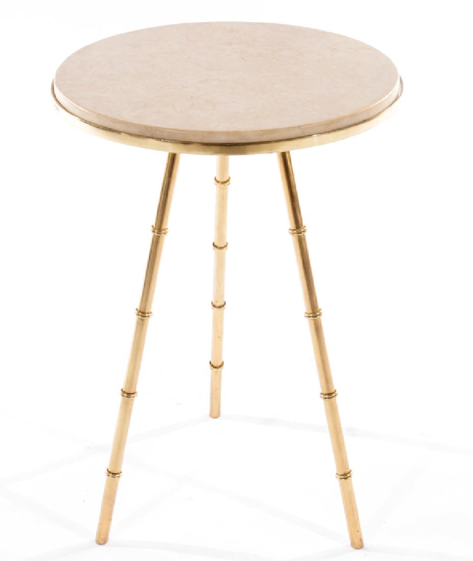 MARBLE TOP BRONZE SIDE TABLE FAUX BAMBOO 1940 (1 of 4)