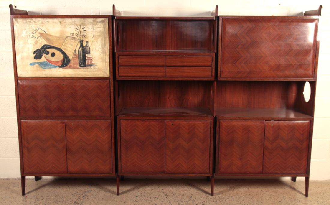 ITALIAN MAHOGANY 3 PART WALL UNIT C.1960 (1 of 5)