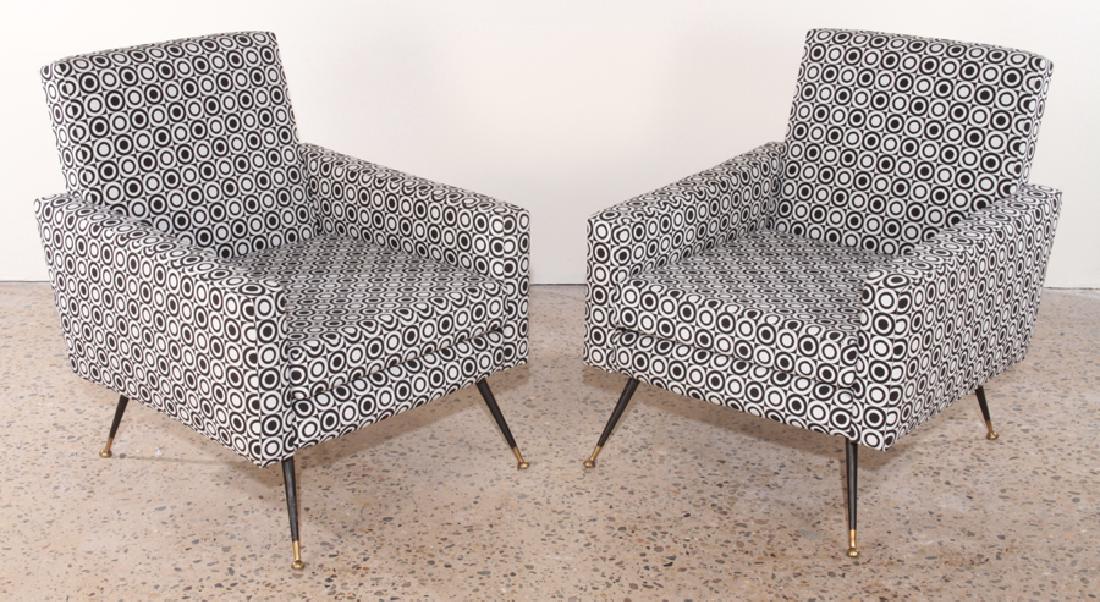 PAIR ITALIAN MID CENTURY MODERN CLUB CHAIRS C1960 (1 of 5)