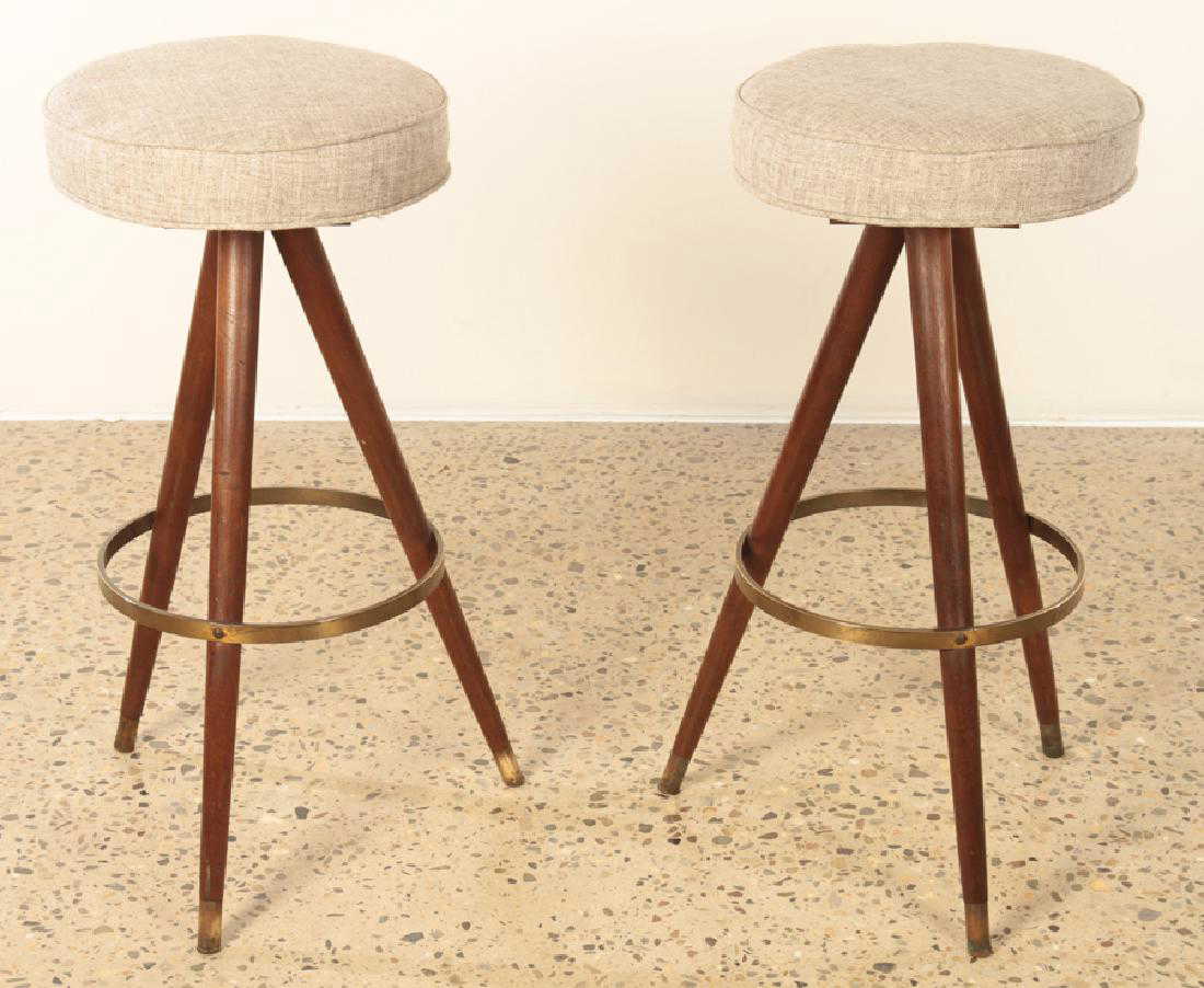 Walnut Bronze Bar Stools Manner Of Gio Ponti 1950