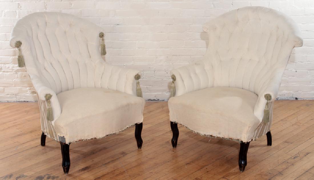 PAIR BUTTON BACK NAPOLEON III STYLE CHAIRS C.1880 (1 of 6)